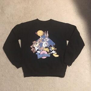Looney Tunes Space Jam Graphic Sweatshirt Long Sleeve Black Unisex Sz Sm…